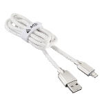 Кабель USB ACD-Allure MicroUSB - USB-A Кожа, 1м, белый, фото2