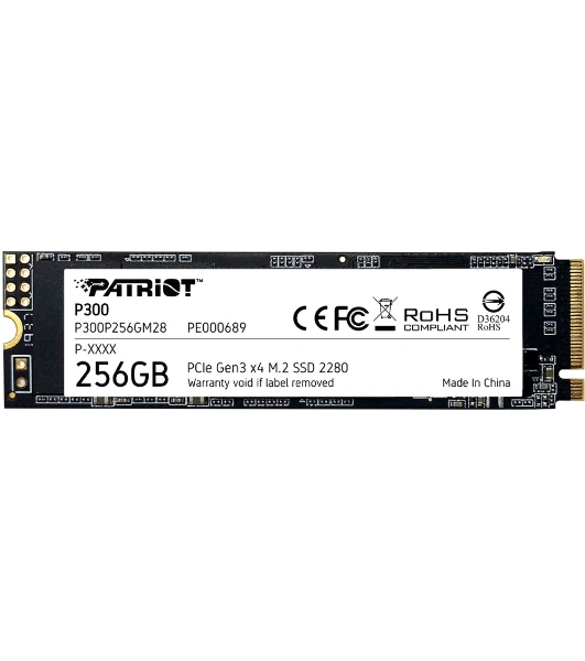 Накопитель SSD Patriot P300, 256Gb, PCIe 3.0 x4, M.2 2280, NVMe, R/W 1700/1100