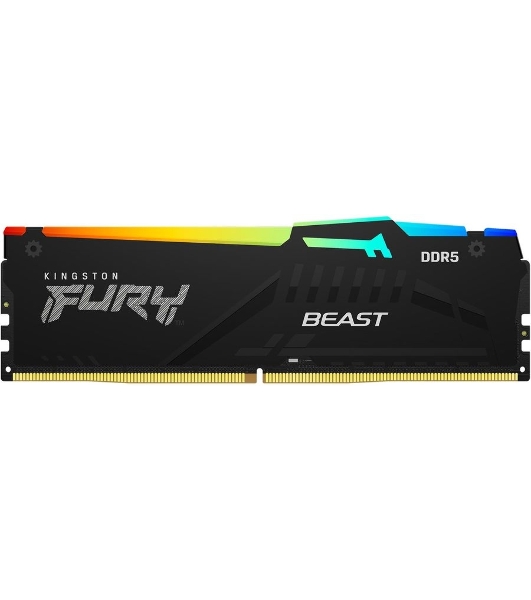 Оперативная память Kingston Fury Beast, DDR5, 16GB (1x16GB), 5200MHz, CL40, DIMM, с радиаторами, RGB, черный