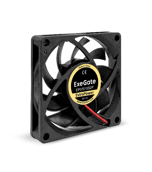 Вентилятор для корпуса ExeGate ExtraPower EP07015S2P черный, 70 мм, 3000 об/мин, 27 дБ, 2 pin