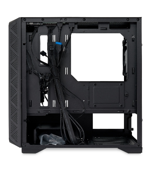 Компьютерный корпус без блока питания HSPD M321, Mesh Mini-tower, черный, slide TG, 0.45 SPCC, 2x140мм ARGb+1x120мм ARGb mATX, mITX 160/340/184мм 2x2.5', 2x3.5', 4xPCI 2xUSB-A 3.0, 1xUSB-A 1.0 390x200x385мм