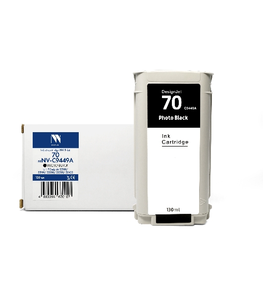Картридж струйный NVPrint 70 (NV-C9449A) Photo Black для HP DesignJet Z2100/Z3100/Z3200/Z5200/Z5400 (130 мл) совместимый