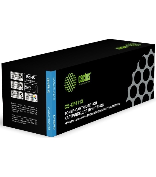 Картридж лазерный Cactus CS-CF411X голубой (5000 стр.) для HP HP CLJ Pro M452dn/M452dw/M477fdn/M477fdw