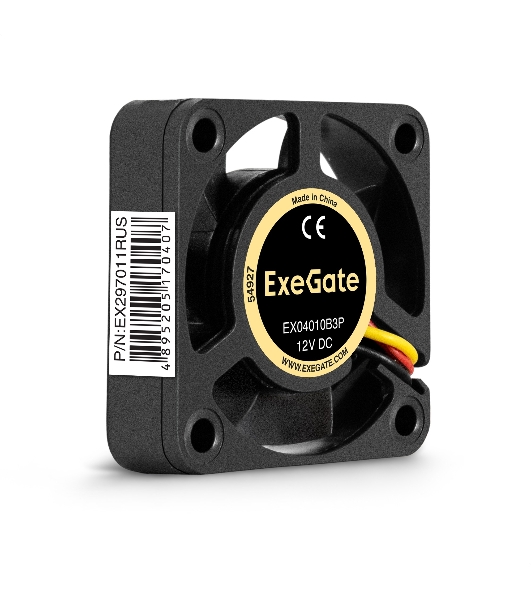 Вентилятор для корпуса ExeGate EX04010B3P черный, 40 мм, 5500 об/мин, 26 дБ, 3 pin