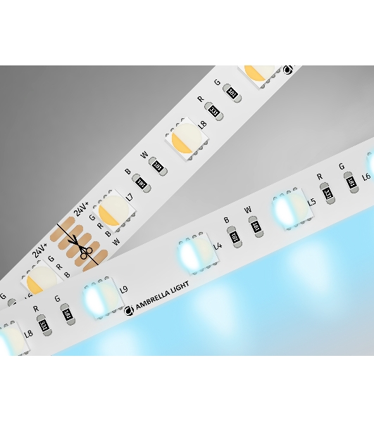 Светодиодная лента Ambrella light GS4403 5050 60Led/ 10W m/ 24V IP20 RGBW+6500K/ 5000*10*1.87mm (5 конт.)