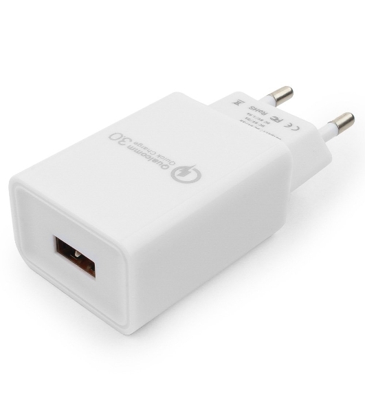 Сетевое зарядное устройство Cablexpert MP3A-PC-16, QC 3.0, 100/220V - 1 USB порт 5/9/12V, белый