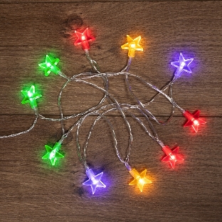 Гирлянда светодиодная Neon-night 'Звездочки' 1.5 м, 10 LED, прозрачный ПВХ, цвет свечения мультиколор, 2 х АА (батарейки не в комплекте)
