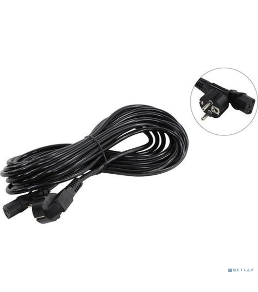 Кабель питания ExeGate Power PC-10P (Евровилка угловая Schuko->С13) VDE-250V-3*1.0-CU, 10A, 10м
