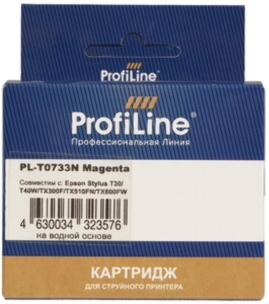 Картридж струйный ProfiLine PL-0733N для принтеров Epson StylusCX3900/CX3905/CX4900/CX4905/CX5500/CX5501/CX5505/CX5510/CX5600/CX5900/CX6900F/CX7300/CX7310/CX8300/CX9300F/C79/C90/C92/C110/TX200/TX209/TX210/TX219/TX300F/TX400/TX410/TX419/TX550W/TX600FW Magenta водн