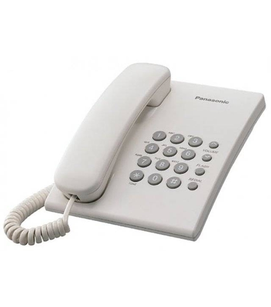 Телефон проводной Panasonic KX-TS2350RUW белый повтор номера, регул-ка громкости, кр.на стену