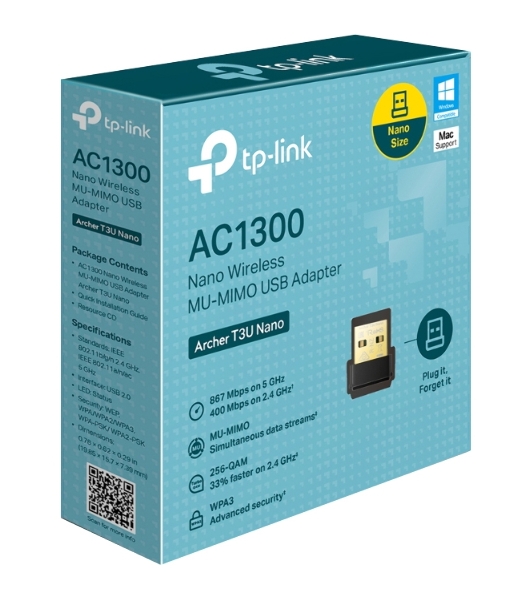 Ультракомпактный Wi-Fi USB-адаптер TP-Link Archer T3U Nano AC1300 с поддержкой MU-MIMO
