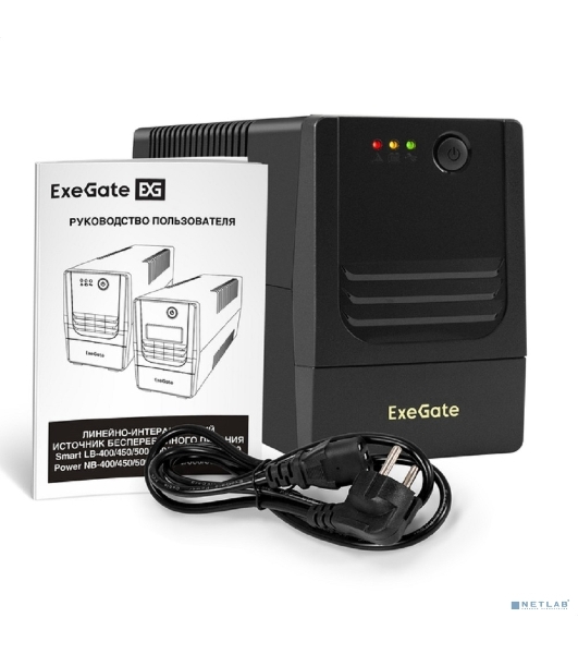 Источник бесперебойного питания ExeGate Power NB-850.LED.AVR.4C13 (850VA/510W, LED, AVR, 4*C13, батарея 12V 9Ah, черный)