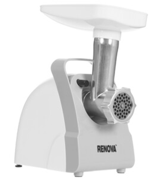 Мясорубка электрическая Renova MG170-R1WC белый, 1700 Вт, 2.0 кг/мин, реверс, защита от перегрузки, насадки - 4