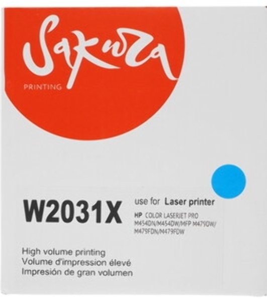 Картридж лазерный Sakura W2031X (HP 415X) для HP LaserJet Pro M454, MFP M479, голубой, 6000 к.