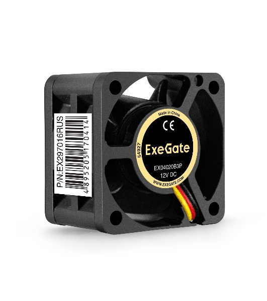Вентилятор для корпуса ExeGate EX04020B3P черный, 40 мм, 6300 об/мин, 28 дБ, 3 pin