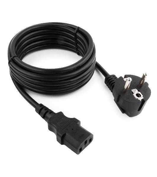 Кабель питания Cablexpert PC-186-VDE-3M, 3м, Schuko- C13, VDE, 10А, Сечение провода: 0,75 мм2, черный, с заземлением