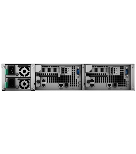 Сервер Synology(Rack 2U) UC3200 QC2,4GhzCPU/2x8Gb upto64,NO HDD(upto 12 2,5'/3,5' SAS SSD/HDD(upto36with RXD1219SAS),RAID Basic,JBOD,0,1,5,10,F1/4x1GbE RJ-45,2x10GbE RJ-45 (+1xExpSlot)/iSCSI/2xRPS/norail/5YW
