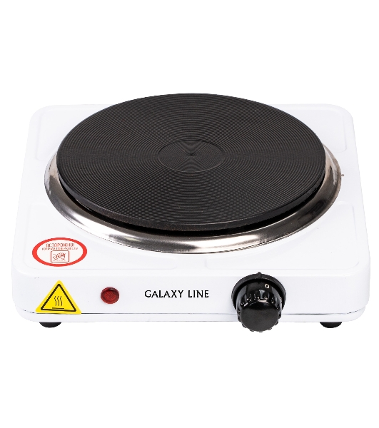 Плита настольная электрическая Galaxy Line GL3001 белый, 1.5 кВт, ТЭН, конфорки - 1, эмаль, поворотные переключатели