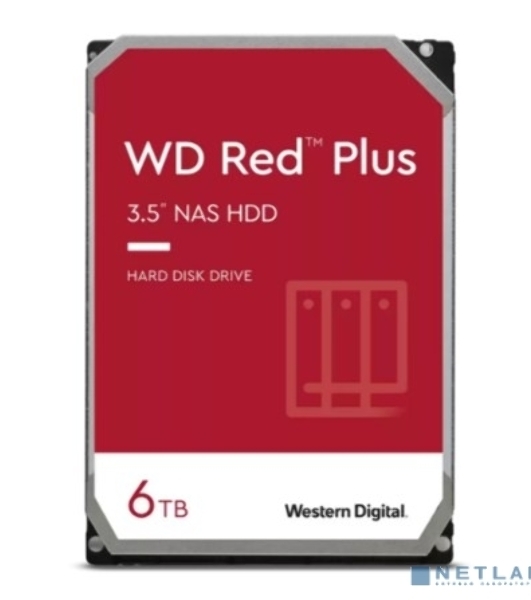 Жесткий диск HDD Western 6TB 5400RPM SATA-III 3.5' Digital Red Plus 128MB NAS Edition