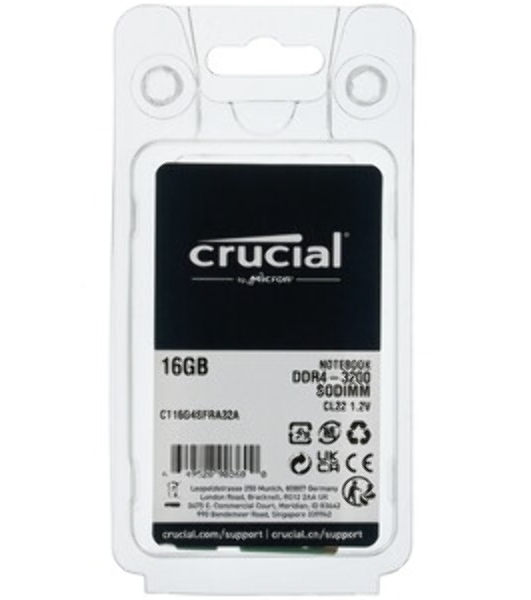Оперативная память Crucial, DDR4, 16GB (1x16 GB), 3200 MHz, CL22, UDIMM