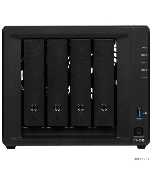 Сетевое хранилище Synology DiskStation DS425+ черный (Intel J4125/2Gb/4(3.5'/2.5'SATA/SSD) + 2 NVMe/RAID/1x1Gb/1x2.5Gb/2хUSB 3.2/no WIFI) (DS425+)