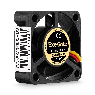 Вентилятор для корпуса ExeGate ExtraSilent ES03010S3P-5 черный, 30 мм, 8500 об/мин, 24 дБ, 3 pin
