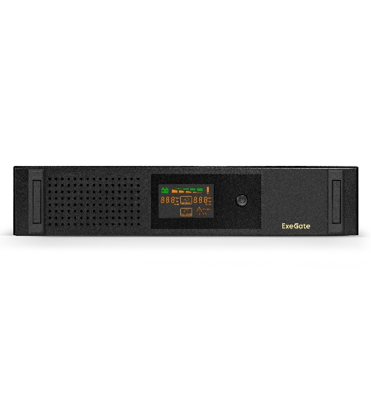 Источник бесперебойного питания ExeGate ServerRM UNL-2000.LCD.AVR.2SH.3C13.USB.2U 2000VA/1200W, Color LCD, AVR, 2*Schuko+3*C13, USB, 2U, установка в стойку, черный