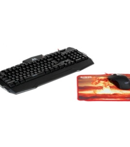 Комплект клавиатура+мышь Qumo Wartime проводной, USB, 3200 DPI, чёрный