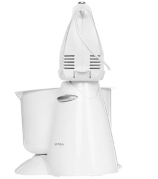 Миксер SUPRA MXS-530 с чашей. 500 Вт. Режим Турбо. 5 скоростей. Две насадки: для взбивания яиц и крема и для замеса тяжелого теста. белый