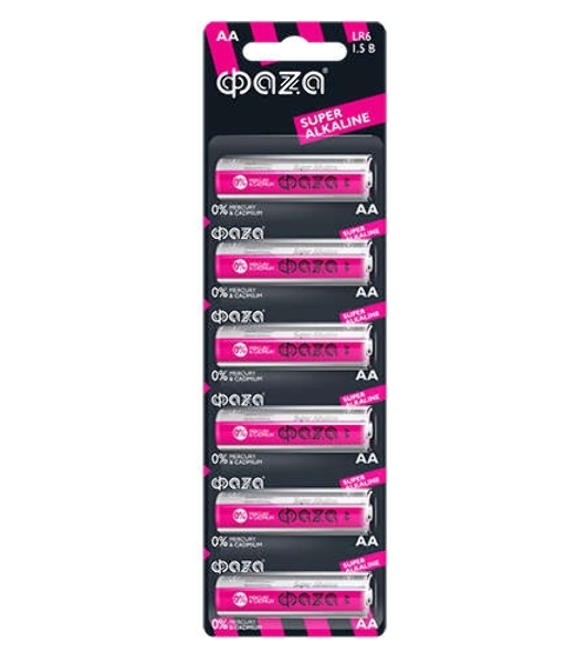 Элемент питания алкалиновый LR 6 Super Alkaline BL-6 (уп.6шт) ФАZА 4895205002043, 1.5 В