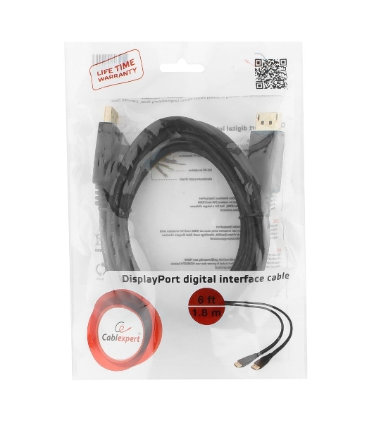 Кабель DisplayPort Gembird, 1.8м, 20M/20M, черный, экран, пакет