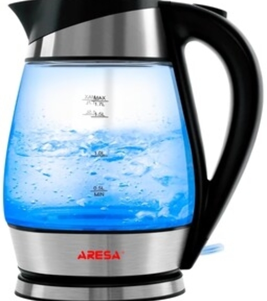 Электрочайник Aresa AR-3441 серебристый, 1.7 л, 2000 Вт, скрытый нагревательный элемент