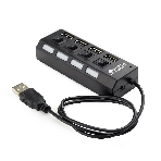 Разветвитель USB2.0 Gembird 4xUSB, блок питания 2А, подсветка и выкл, кабель USB 55 см, черный, фото7