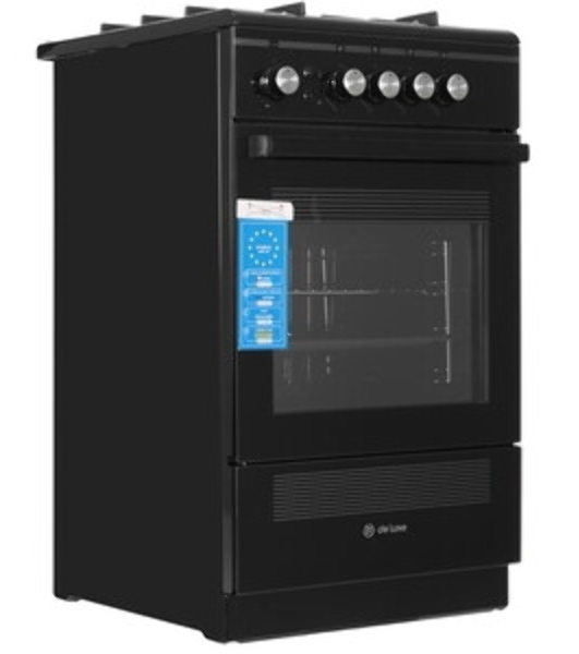 Плита газовая De Luxe 506040.24Г ЧР-001 черный, конфорок 4 шт, духовка 54 л, 50 см x 85 см x 60 см
