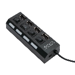Разветвитель USB2.0 Gembird 4xUSB, блок питания 2А, подсветка и выкл, кабель USB 55 см, черный, фото6