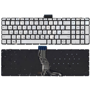 Клавиатура для ноутбука HP Pavilion 15-ab 15-ab000 15z-ab100 серебристая с подсветкой
