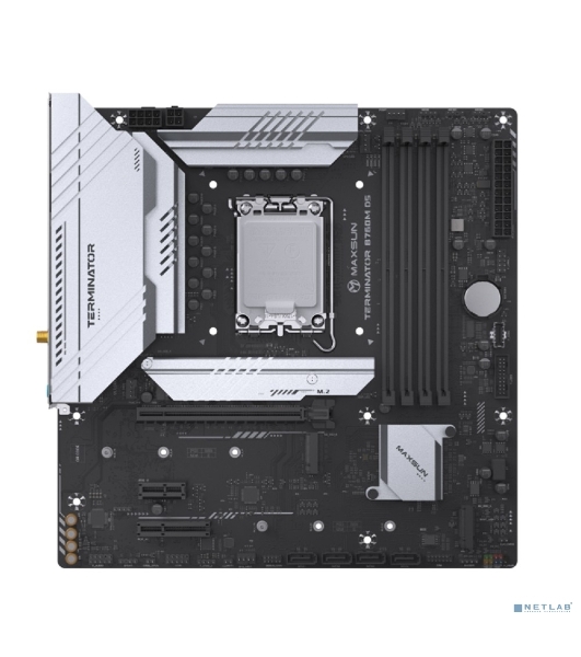 Материнская плата Maxsun Terminator B760M D5 WIFI, LGA 1700, Intel B760, 4xDDR5, 4xSATA, 3xM.2, 1xPCIe 5.0 x16, 1xPCIe x4, 1xPCIe x1, 1xHDMI, 1xDP, 1x 2.5Gb LAN, 6xUSB 2.0, 2xUSB 3.2 Gen 2, 3x3.5 мм, 5.1, mATX