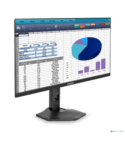 Монитор 23.8' ExeGate ProSmart EH2400C (IPS LED Grade A+, FHD, 1920x1080@100Гц, 16:9, 250cd/m2, 1000:1, 178°/178°, 3-5ms, audio-out, Speakers, D-Sub, HDMI, DisplayPort, кабель HDMI 1,5м, VESA, регулировка высоты (HAS), регулировка наклона (tilt), поворот экрана (swivel), поворот экрана на 90° (pivot), чёрный)