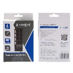 Разветвитель USB2.0 Gembird 4xUSB, блок питания 2А, подсветка и выкл, кабель USB 55 см, черный, фото 1