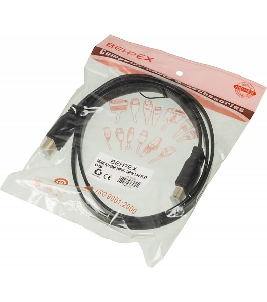 Кабель аудио-видео High Speed ver.1.4 Flat HDMI (m)/HDMI (m) 1м. позолоченные контакты черный