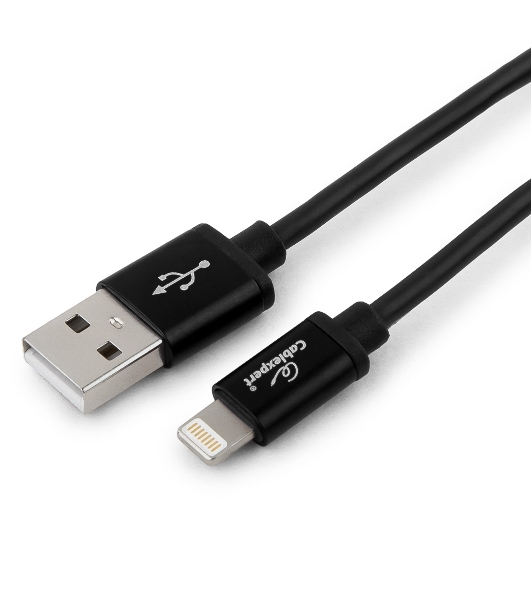 Кабель Cablexpert для Apple CC-S-APUSB01Bk-0.5M, AM/Lightning, серия Silver, длина 0.5м, черный, блистер