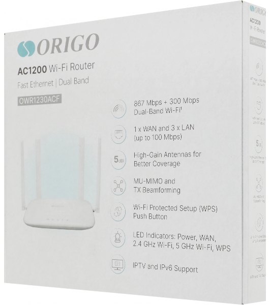 Беспроводной двухдиапазонный маршрутизатор AC1200, 1x100Base-TX WAN, 3x100Base-TX LAN, 4 внешние антенны 5 dBi