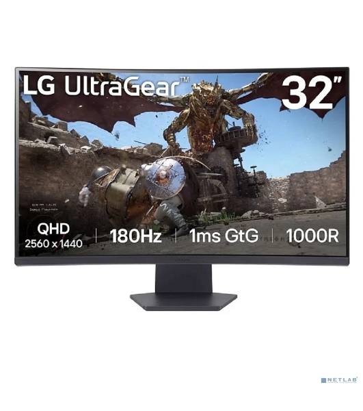 Монитор 31.5' LG UltraGear 32GS60QC-B VA 2560x1440, 180 Гц, 1 мс, 16:9, 300 кд/м², 2xHDMI, 1xDP, черный