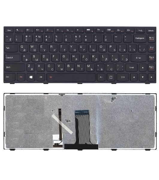 Клавиатура для ноутбука Lenovo Flex 2-14 G40-30 G40-70 черная с черной рамкой с подсветкой