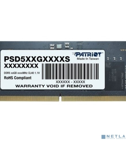 Оперативная память Patriot, DDR5, 8GB (1x8 GB), 4800 MHz, CL40, SO-DIMM