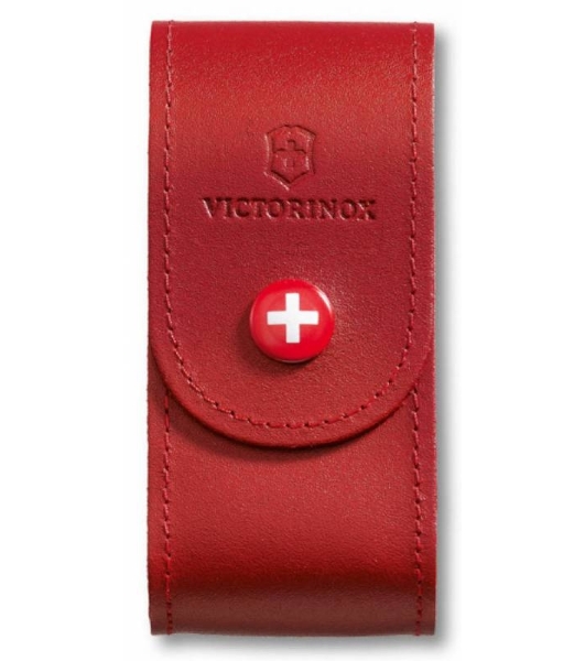 Чехол из нат.кожи Victorinox Leather Belt Pouch (4.0521.1) красный с застежкой на кнопке без упаковки