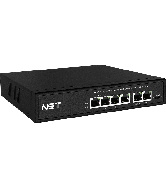 Passive PoE коммутатор Fast Ethernet на 6 портов. Порты: 4 х FE (10/100 Base-T, 52V 4,5(+) 7,8(–)) совместимы с PoE (IEEE 802.3af/at), 2 x FE (10/100 Base-T) Uplink. Совместим со стандартами PoE IEEE 802.3af/at. Мощность PoE на порт - до 30W. Поддержка режима CCTV: Увеличение расстояния передачи данных и питания до 250м. Встроенная грозозащита 3кВ. Питание: AC100-240V (80W) Встроенный БП. Размеры (ШхВхГ): 168x32x93мм. Рабочая температура: 0...+50 гр. С