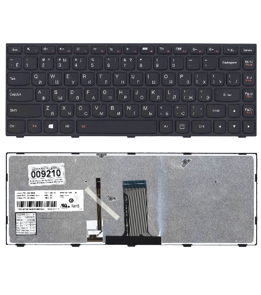 Клавиатура для ноутбука Lenovo Flex 2-14 G40-30 G40-70 черная с черной рамкой с подсветкой