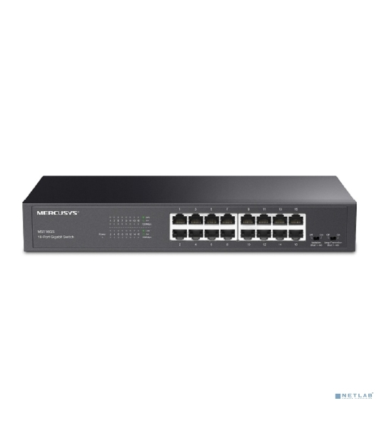Коммутатор Mercusys MS116GS с 16 гигабитными портами для размещения на столе или в стойке