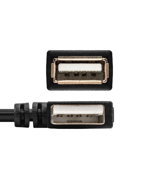 Удлинитель USB 2.0 ExeGate EX-CC-USB2-AMAF-0.15L (Am/Af, угловой 90-градусный коннектор (горизонтальный левый), 0,15м)